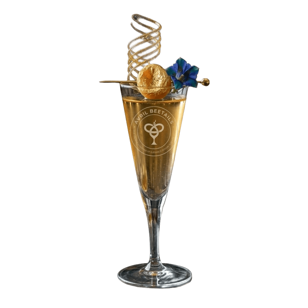 Signature gold cocktail with bee garnish